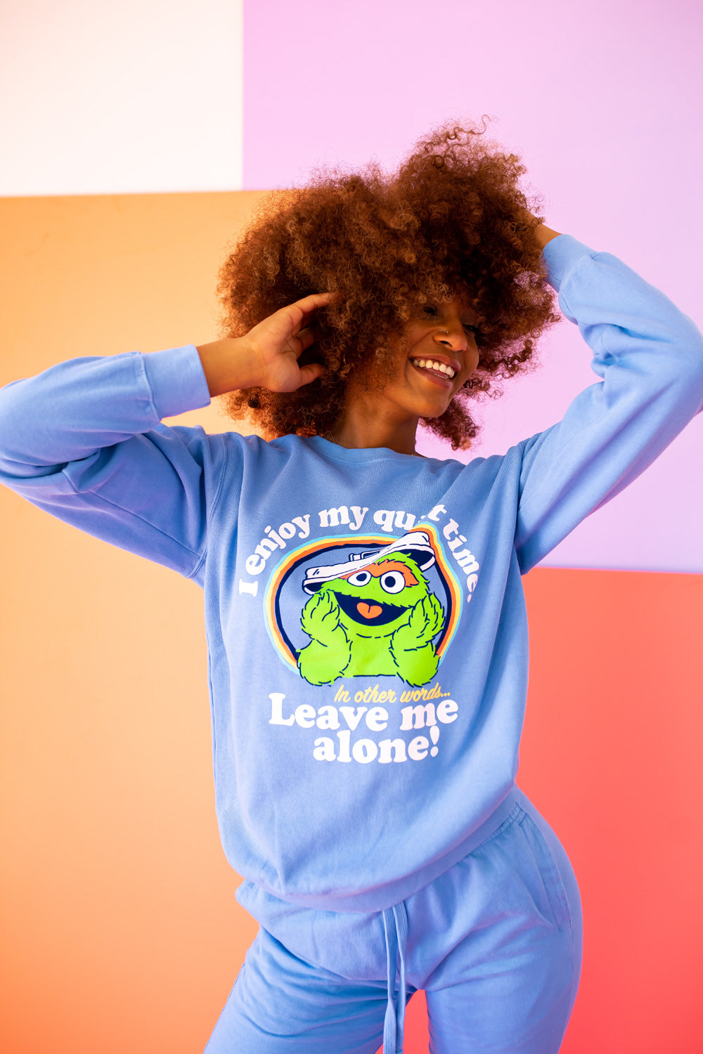 Anti-Social Oscar The Grouch Womens Sweatshirt Blue