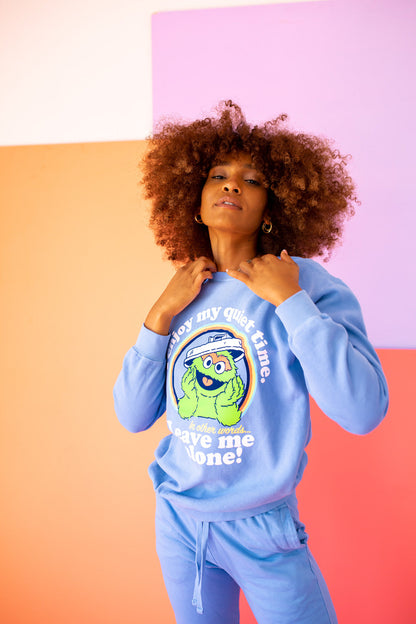 Anti-Social Oscar The Grouch Womens Sweatshirt Blue