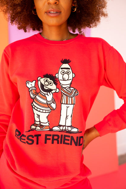 Sesame Street Best Friends Womens Crewneck Sweatshirt Red