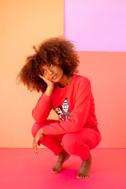 Sesame Street Best Friends Womens Crewneck Sweatshirt Red