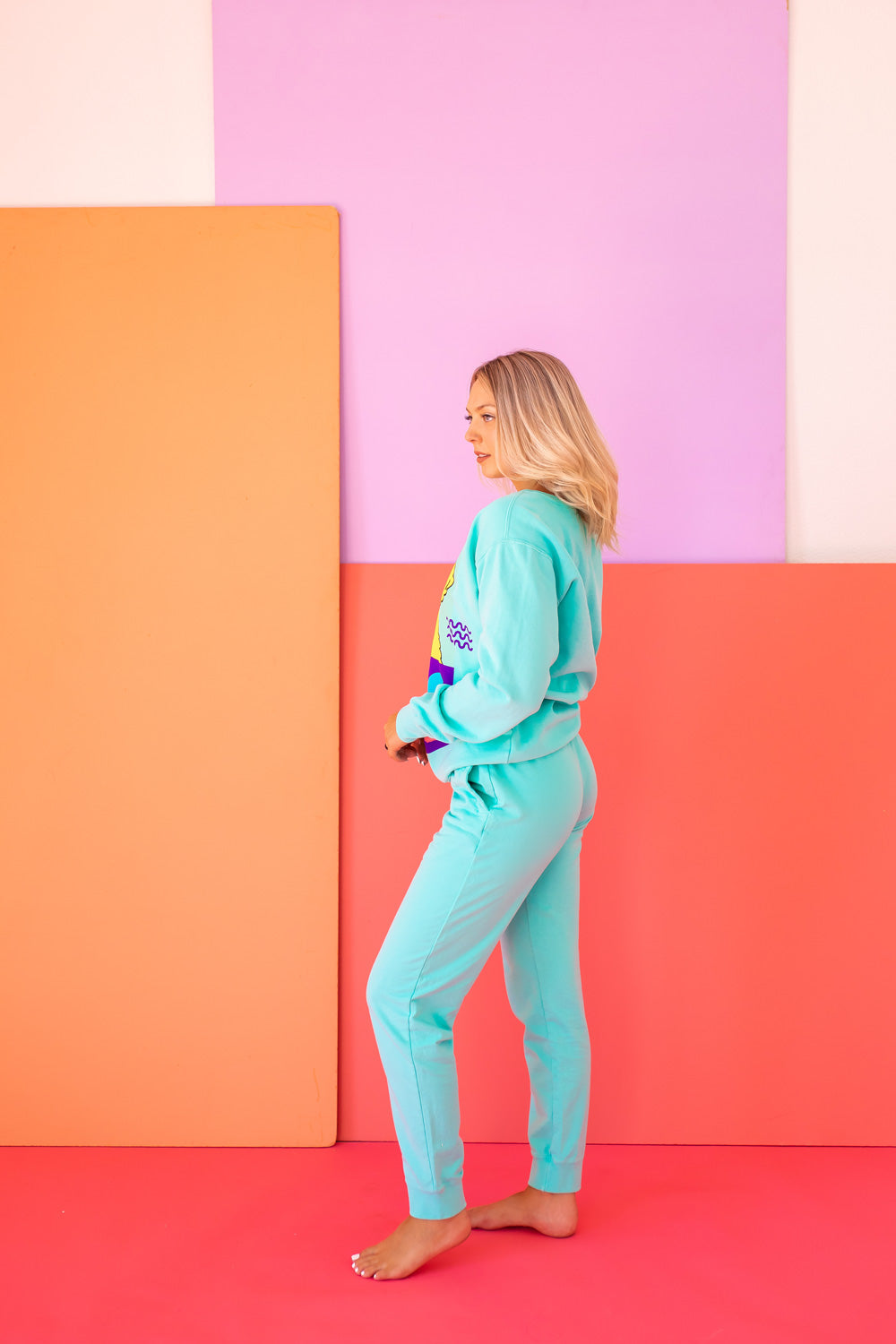Sesame Street Big Bird Womens Crewnck Sweatshirt Turquoise