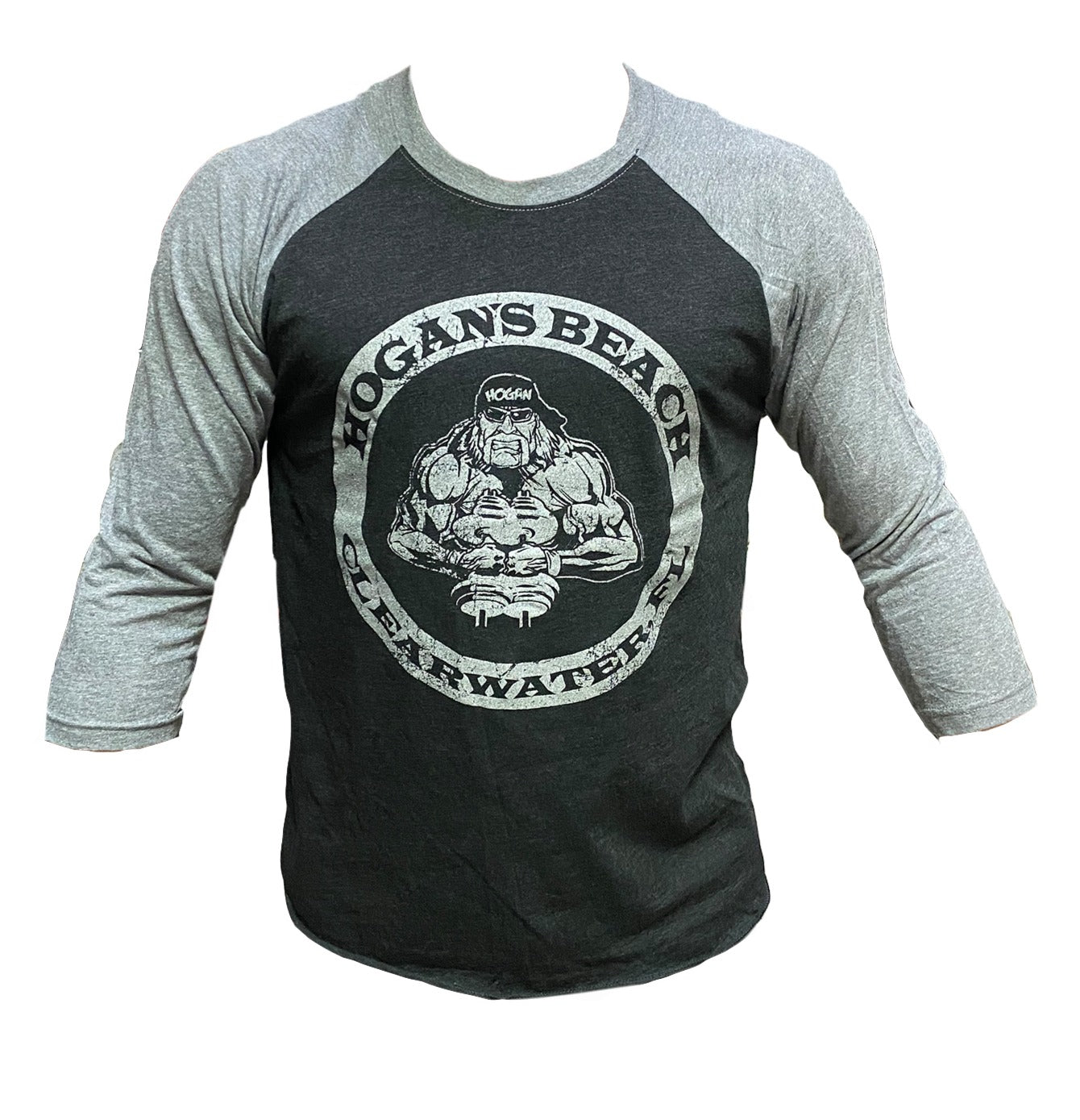 Hulk Hogan Hogan's Beach Shop Half Sleeve Raglan Mens T Shirt Grey