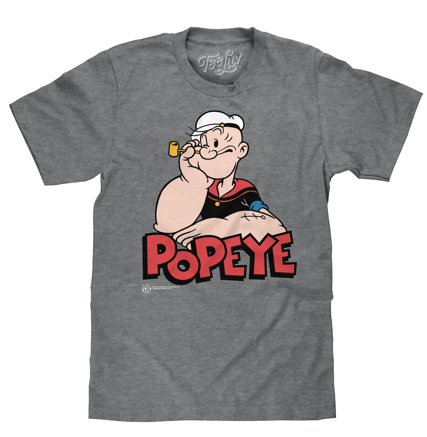 Retro Popeye Mens T Shirt Graphite Gray Heather
