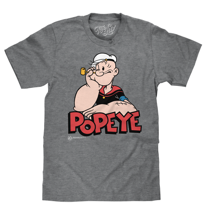 Retro Popeye Mens T Shirt Graphite Gray Heather