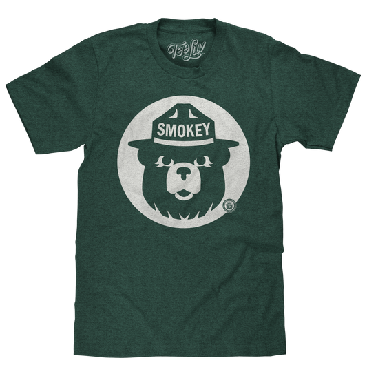 Smokey Bear Shirt Retro Mascot Mens T Shirt Forest Green