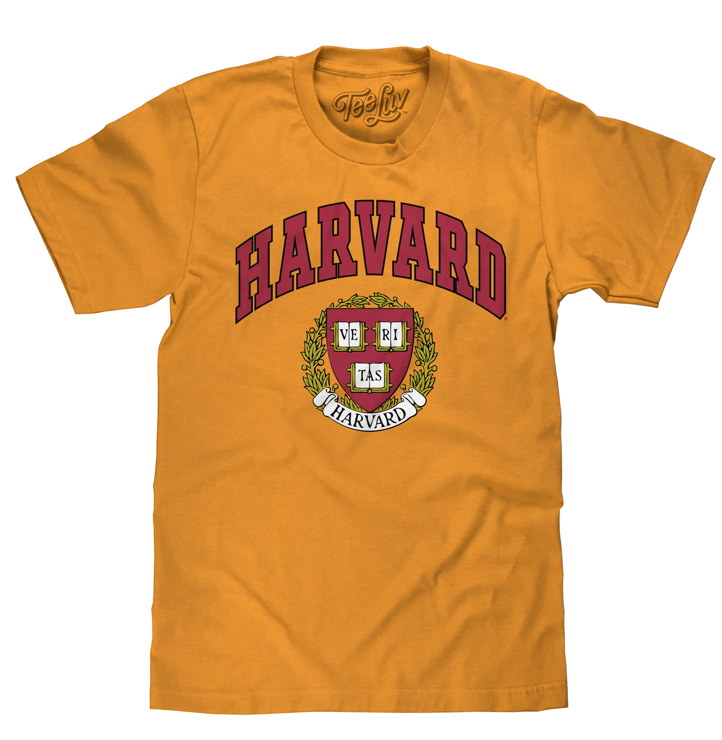 Harvard Veritas Shield College Mens T Shirt Mustard Yellow