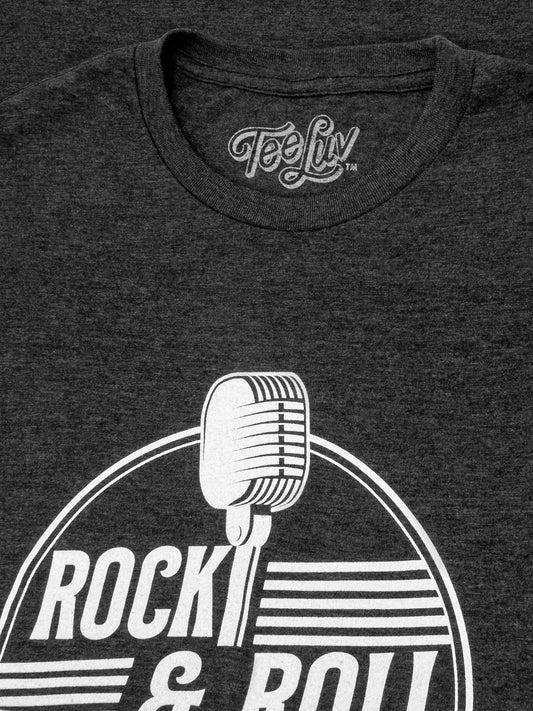 Rock and Roll Hall of Fame Retro Microphone Mens T Shirt Charcoal Gray Heather