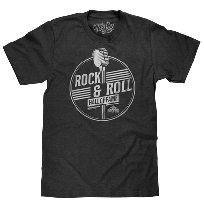 Rock and Roll Hall of Fame Retro Microphone Mens T Shirt Charcoal Gray Heather