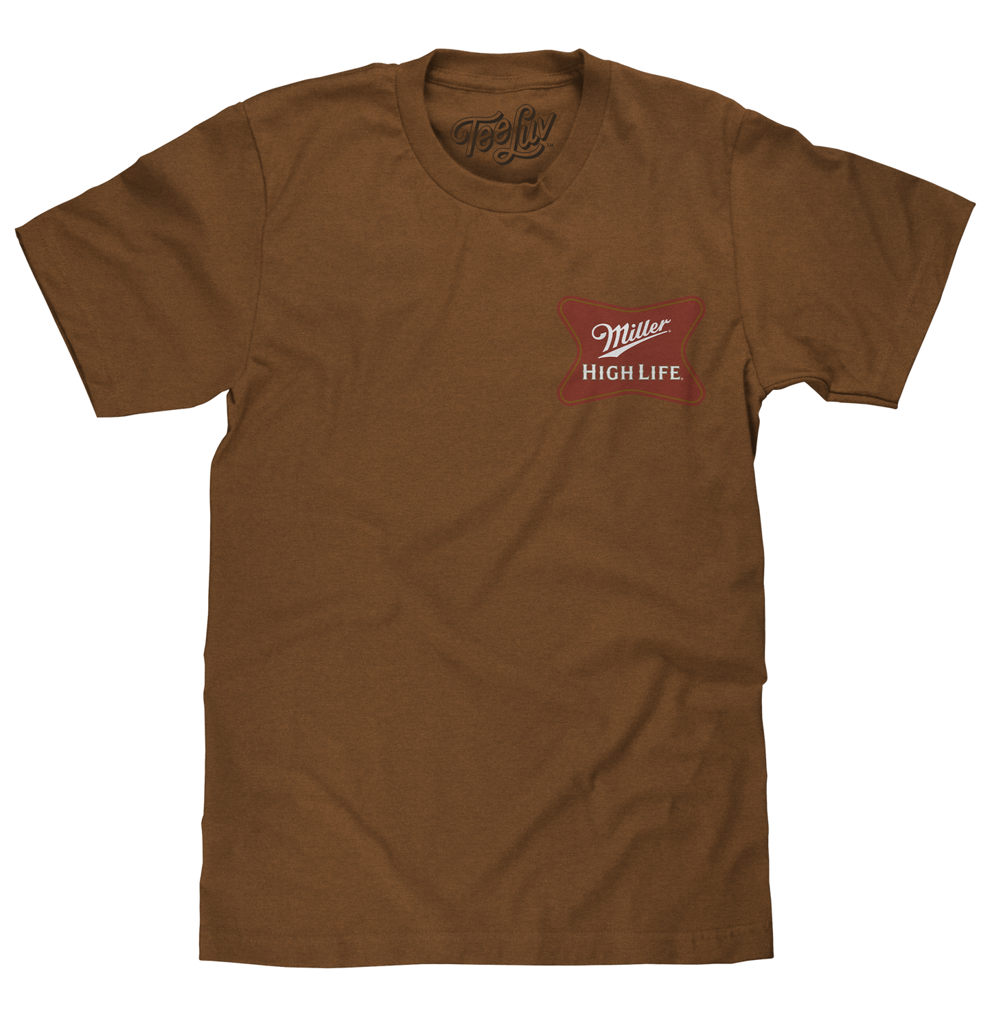 Miller High Life Front and Back Logo Mens T Shirt Brown Sugar