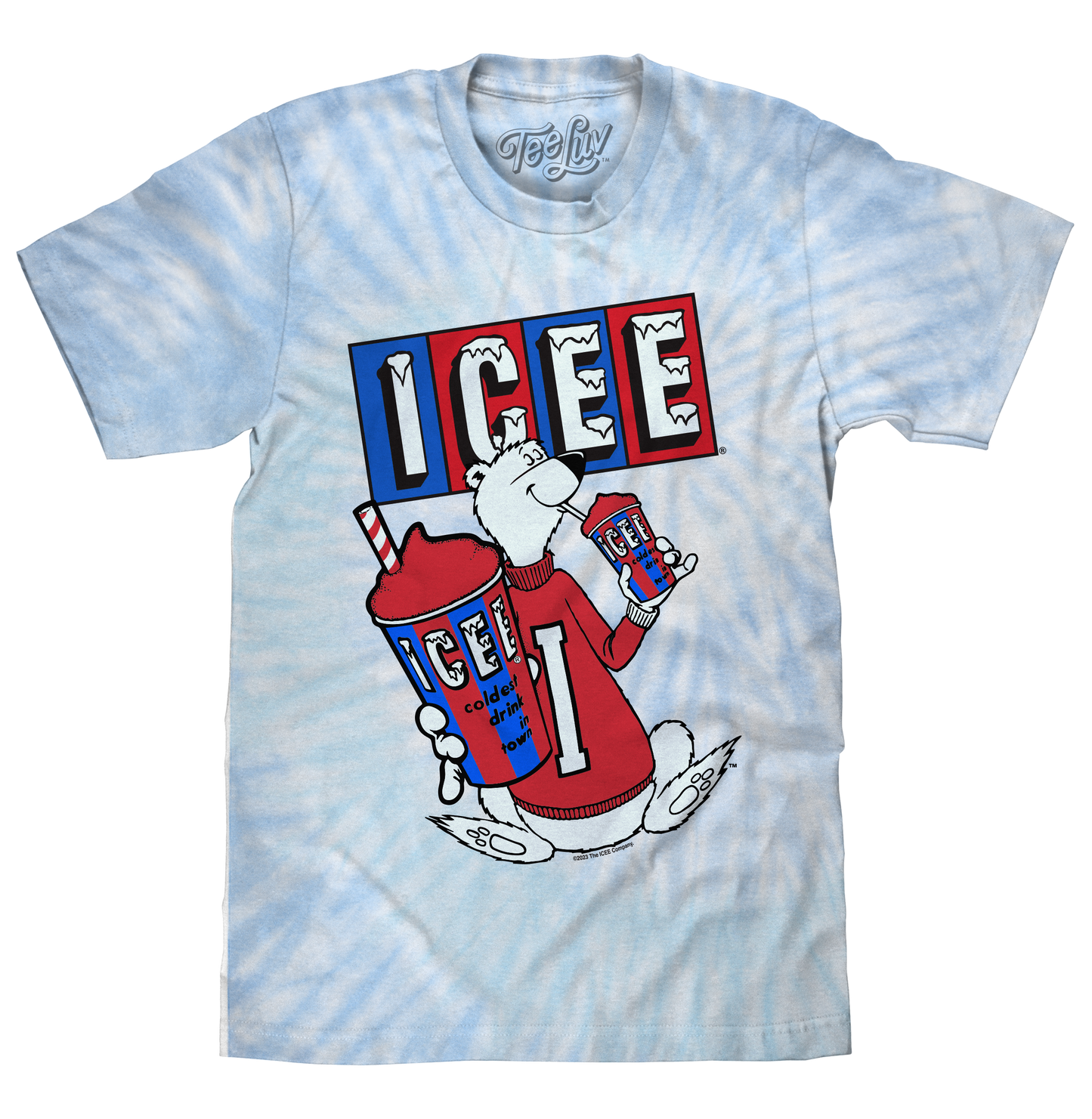 ICEE Polar Bear Tie Dye Mens T Shirt Blue and Purple Tie Dye