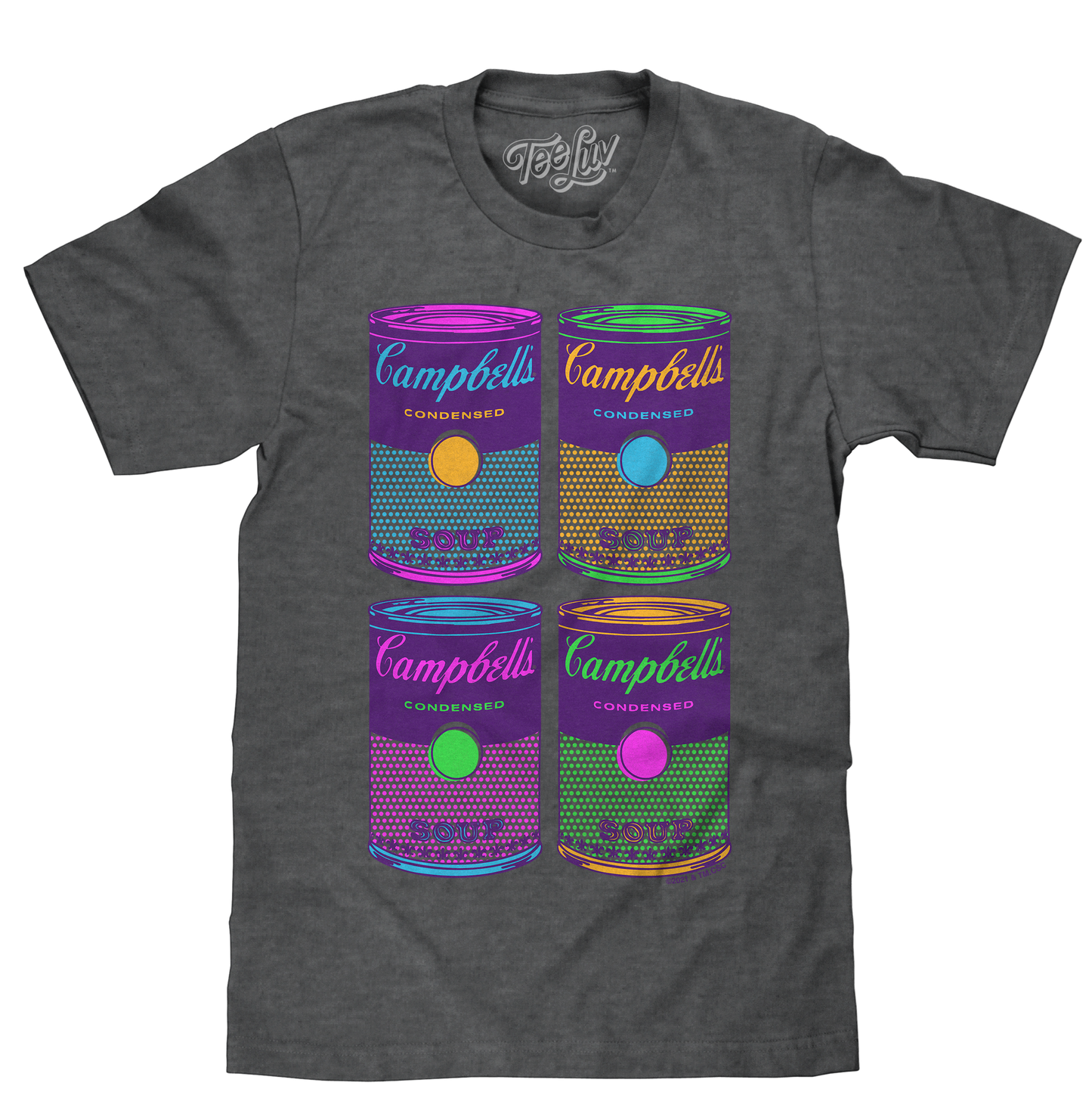 Campbell's Soup Can Pop Art Mens T Shirt- Charcoal Gray