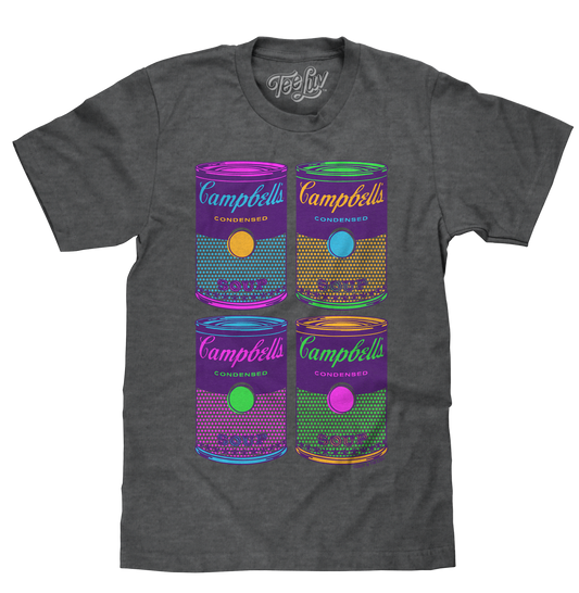 Campbell's Soup Can Pop Art Mens T Shirt- Charcoal Gray