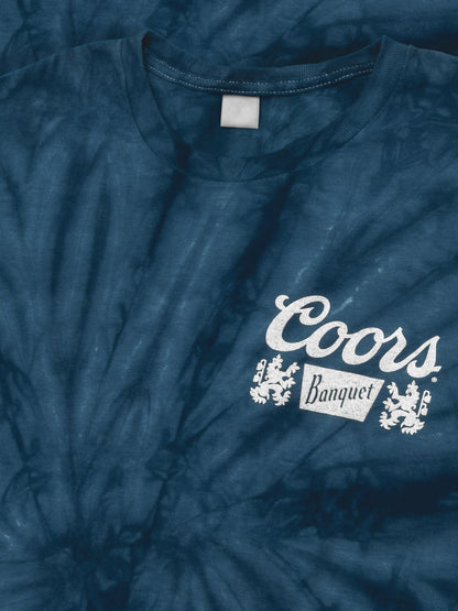 Coors Banquet Beer Logo Mens T Shirt Navy Blue Spider Tie Dye