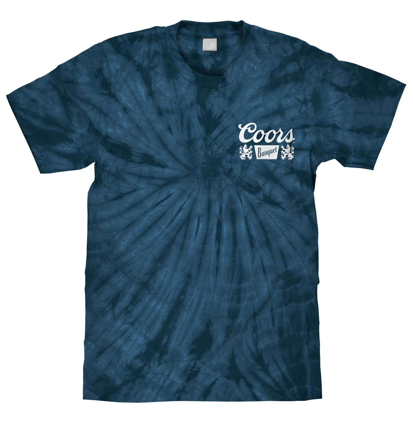 Coors Banquet Beer Logo Mens T Shirt Navy Blue Spider Tie Dye