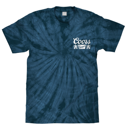 Coors Banquet Beer Logo Mens T Shirt Navy Blue Spider Tie Dye