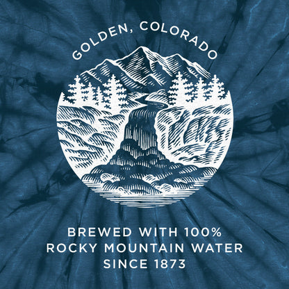Coors Banquet Beer Logo Mens T Shirt Navy Blue Spider Tie Dye