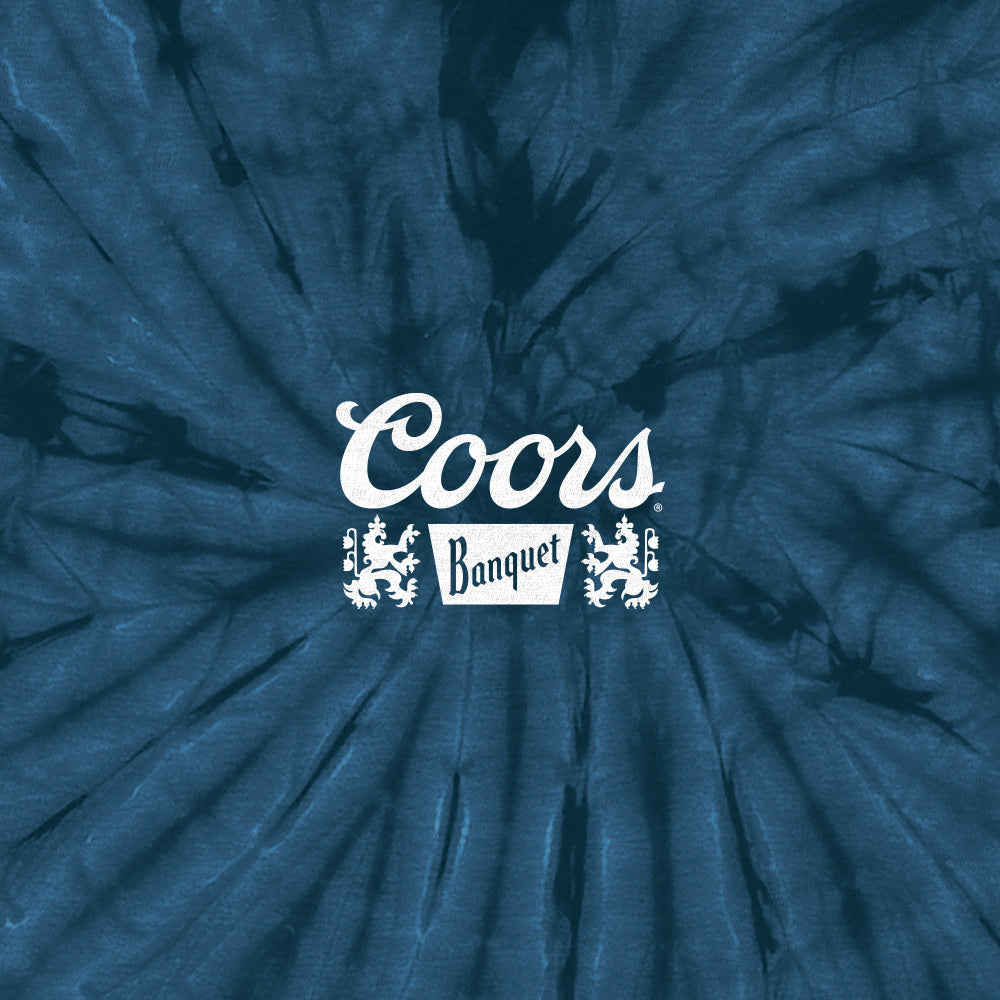 Coors Banquet Beer Logo Mens T Shirt Navy Blue Spider Tie Dye