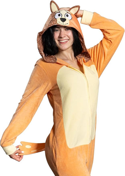 Adult Unisex Playful Colorful Dog Adult Halloween Costume Cosplay Zip Up Pajama Jumpsuit