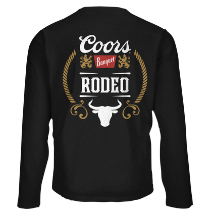 Coors Banquet Beer Rodeo Bull Double Sided Long Sleeve Shirt Black