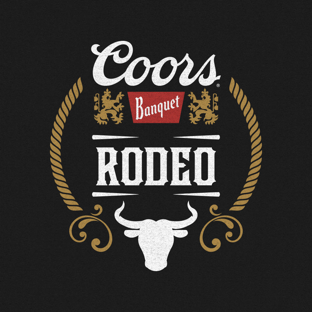 Coors Banquet Beer Rodeo Bull Double Sided Long Sleeve Shirt Black