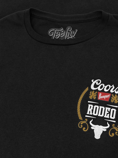 Coors Banquet Beer Rodeo Bull Double Sided Long Sleeve Shirt Black