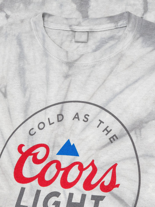 Coors Light Cold as the Rockies Tie Dye Mens T Shirt Silver Spider Tie Dye