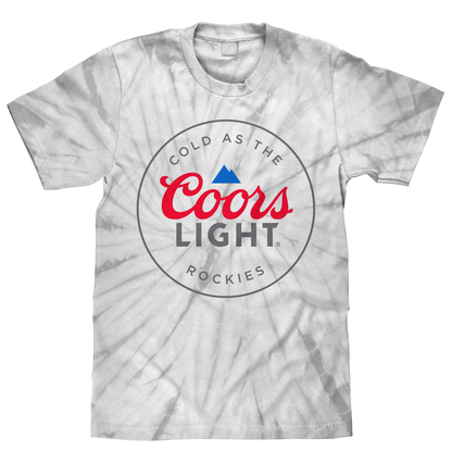 Coors Light Cold as the Rockies Tie Dye Mens T Shirt Silver Spider Tie Dye