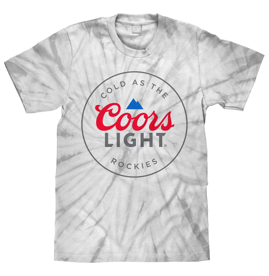 Coors Light Cold as the Rockies Tie Dye Mens T Shirt Silver Spider Tie Dye