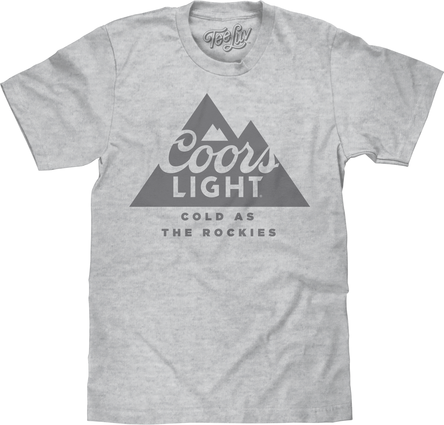 Coors Light Beer Cold as the Rockies Mountain Logo Mens T Shirt Athletic Heather Gray