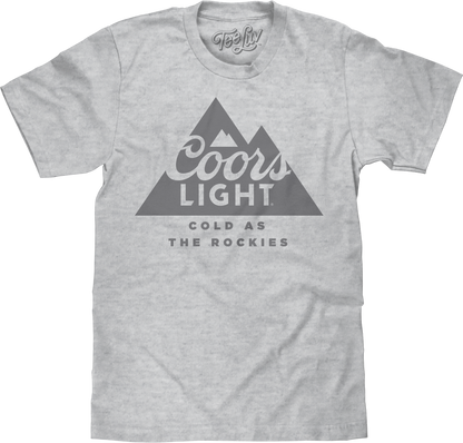Coors Light Beer Cold as the Rockies Mountain Logo Mens T Shirt Athletic Heather Gray