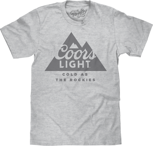 Coors Light Beer Cold as the Rockies Mountain Logo Mens T Shirt Athletic Heather Gray