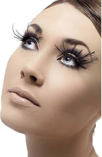 Black Feather with Plume Fake Eyelashes with Adhesive