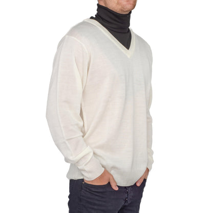 Crazy Cousin White V-Neck Sweater with Black Dickey