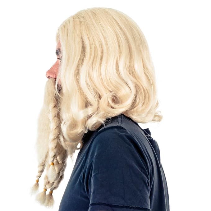 Adult Deluxe Viking Barbarian Norse Halloween Cosplay Costume Wig & Beard Set