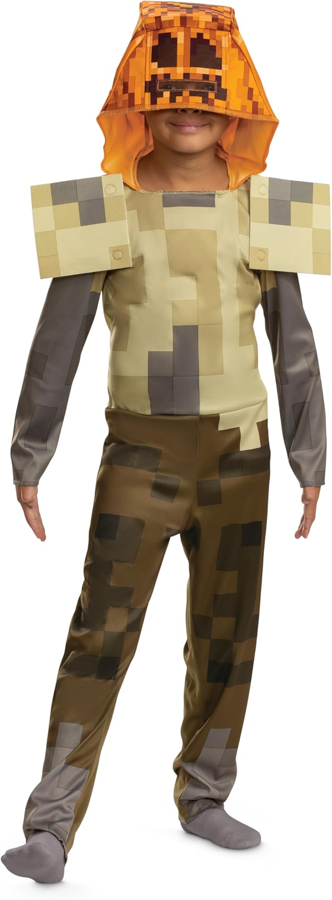 Minecraft Husk Jack O'lantern Costume, Official Minecraft Boys Hooded Jumpsuit