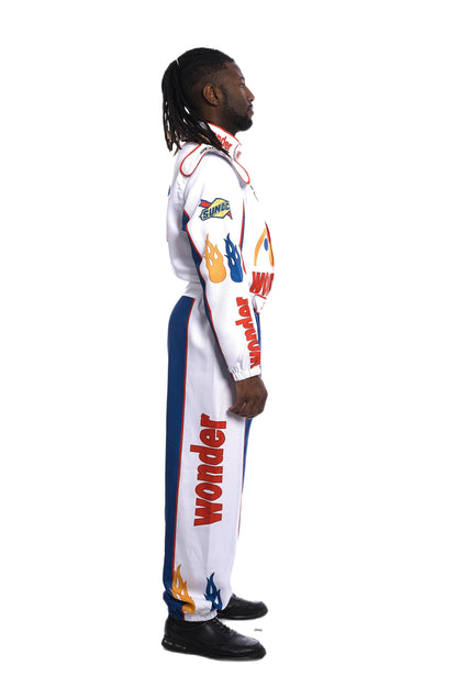 WonderBread Jumpsuit: Ricky Bobby Race Driver Costume Mashup (No Embroidery) for Adult Halloween Cosplay