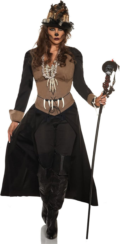 Voodoo Queen Priestess Witch Doctor Skull Priest Women's Costume