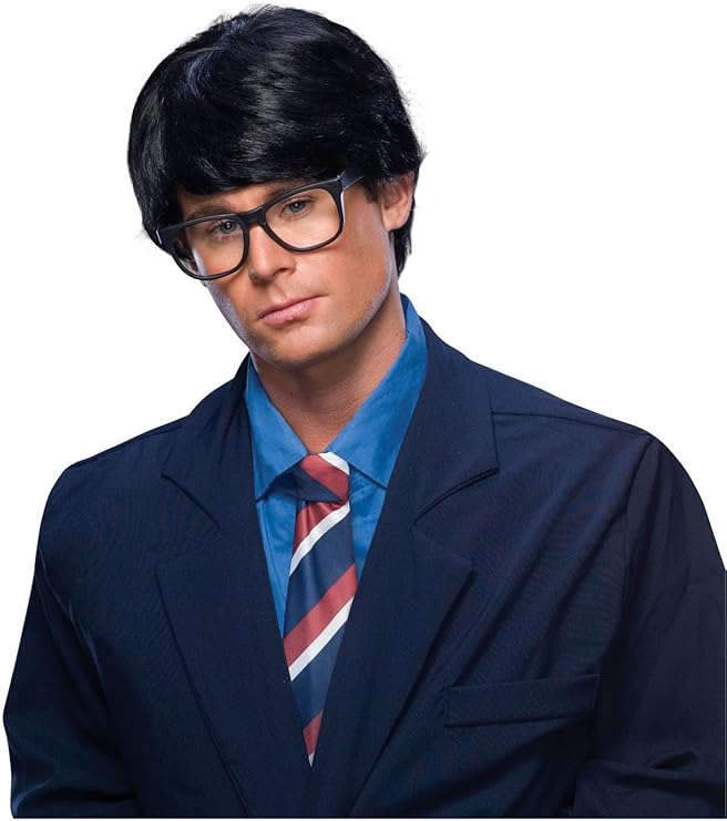 Men's Short Black Nerd Character Wig