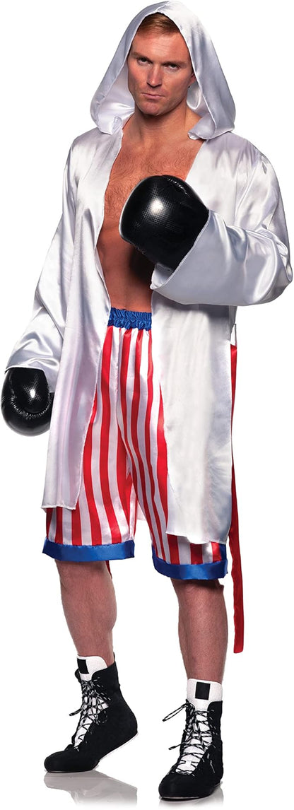 Satin Boxing Champ Two Piece Adult Costume Red, White, and Blue