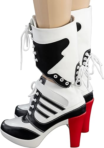Harley Girl High Heels Boots Costume Cosplay Shoes White