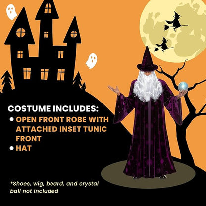 Purple Wizard Midnight Mystic Fantasy Magic Sorcerer Men's Costume