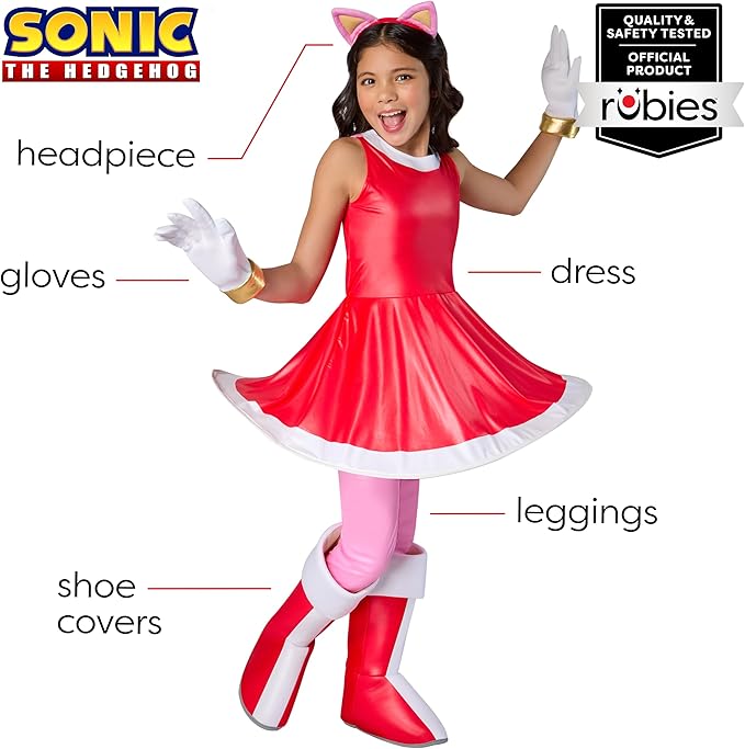 Amy Rose Deluxe Sonic The Hedgehog Girls Costume