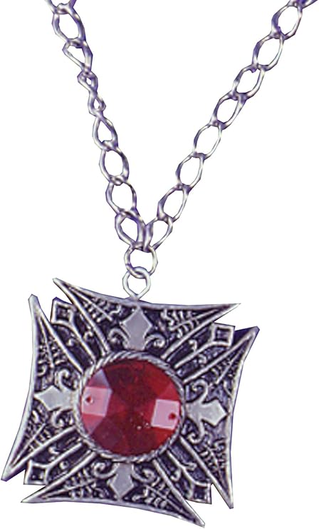 Gothic Medallion Pentagram Red Gem Accessory Neckless