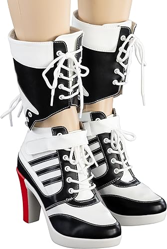 Harley Girl High Heels Boots Costume Cosplay Shoes White