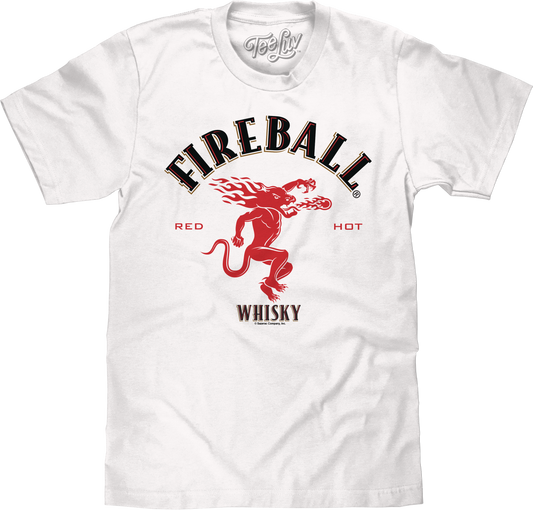 Fireball Whisky Dragon Logo Mens T Shirt White
