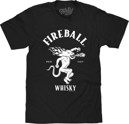Where's The Fireball Whisky WTF Dragon Mascot Mens T Shirt Black