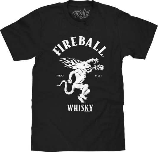 Where's The Fireball Whisky WTF Dragon Mascot Mens T Shirt Black