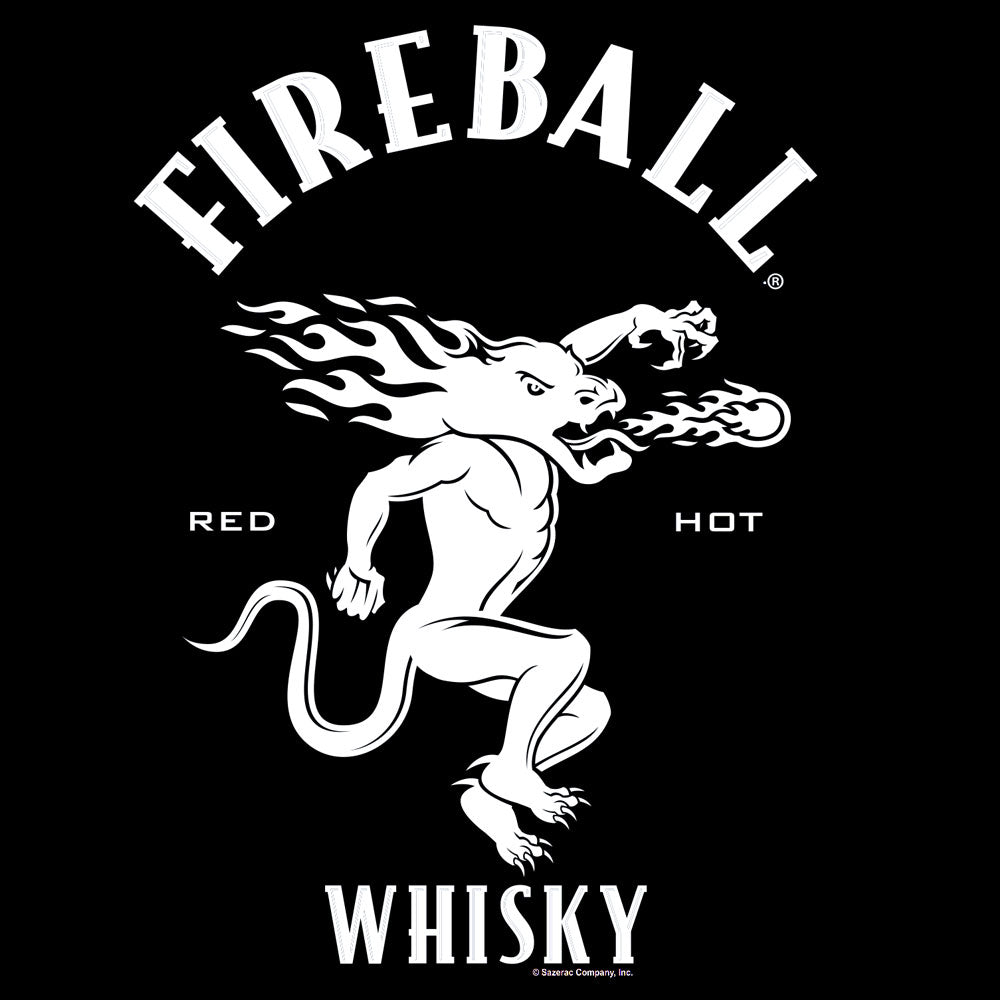 Where's The Fireball Whisky WTF Dragon Mascot Mens T Shirt Black