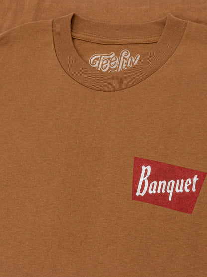 Coors Banquet Rodeo Bull Rider Front/Back Mens T Shirt Brown Sugar