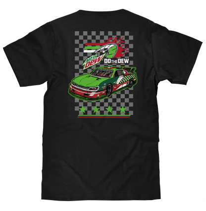 Mountain Dew Racing Front and Back Mens T Shirt Black